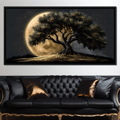 Gilded Roots Beneath A Radiant Moon Canvas Print