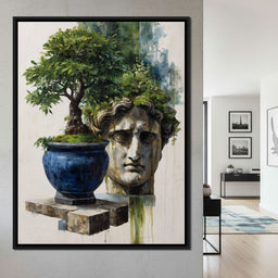 Blue Urn And Stone Head Grove - NicheCanvas