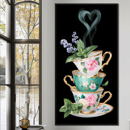 Golden Teacups Botanical Romance - NicheCanvas