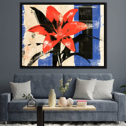 Bold Petals Against Shattered Geometry - NicheCanvas