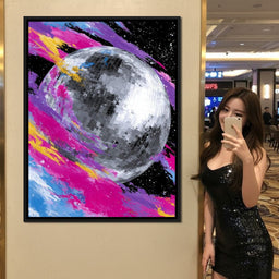 Neon Disco Moon Parade - NicheCanvas