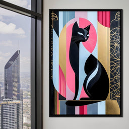 Feline Elegance Geometry Canvas - NicheCanvas