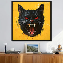 Feline Fury Against Yellow - NicheCanvas