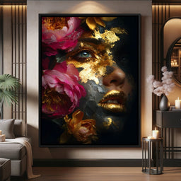 Golden Petal Portrait Radiance - NicheCanvas