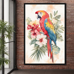 Tropical Parrot Floral Burst - NicheCanvas