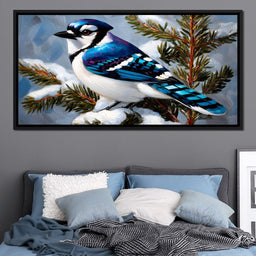 Winter Songbird on Pines - NicheCanvas