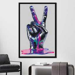 Neon Drip Victory Hand Statement - NicheCanvas