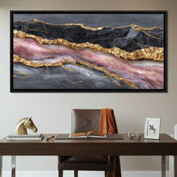 Gilded Onyx Rose Quartz Flow - NicheCanvas