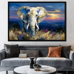 Gilded Blue Elephant Dawn - Neal Hackett - NicheCanvas