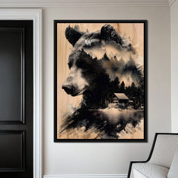 Bear Forest Cabin Reflections - NicheCanvas