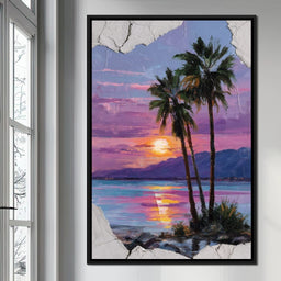 Palm Silhouettes Sunset Sky - NicheCanvas