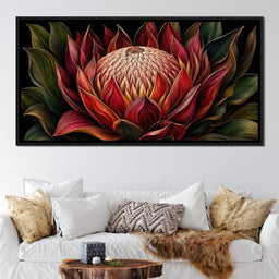 Crimson Protea Flame Crown - TooplesArt - NicheCanvas