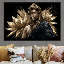 Golden Stillness Beyond The Lotus - NicheCanvas