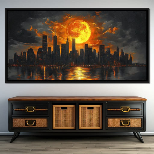 Golden Cityscape Nocturne Canvas Print