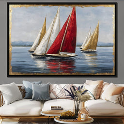 Bold Regatta On Open Water - NicheCanvas