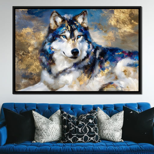 Sapphire Wolf Gold Radiance Canvas Print