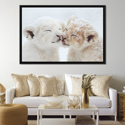 Winter Embrace Lion Cubs - NicheCanvas
