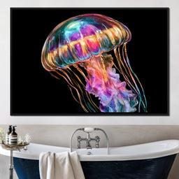 Iridescent Drift Through The Midnight Tide - NicheCanvas