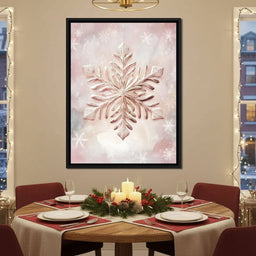 Rose Glimmer Snowflake Elegance - NicheCanvas