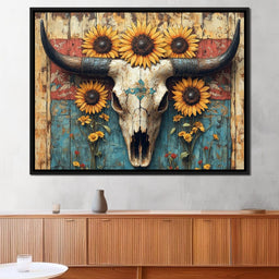 Sunflower Skulls Vintage Charm - NicheCanvas