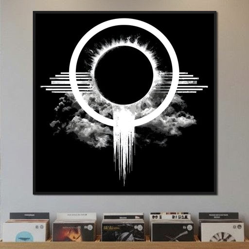 Celestial Eclipse Monochrome Burst Canvas Print