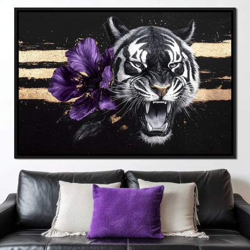 Tiger Roar of the Violet Stripes Canvas Print