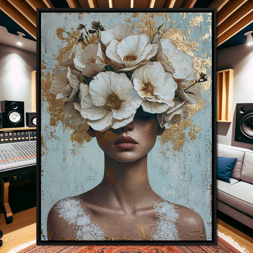 Golden Petal Silhouette Canvas Print