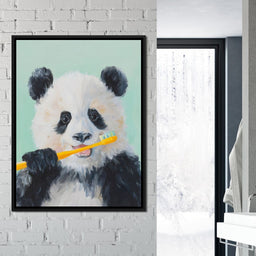 Playful Panda Toothbrush Moment - NicheCanvas