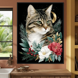 Moonlit Floral Gold Tabby - NicheCanvas