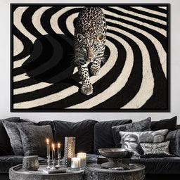 Leopard in Monochrome Swirls - NicheCanvas