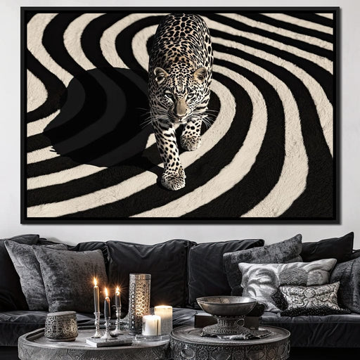 Leopard in Monochrome Swirls Canvas Print