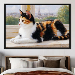 Dreamy Feline Parisian View - NicheCanvas