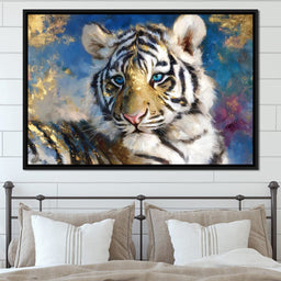 Golden Frost Tiger Portrait - NicheCanvas