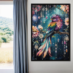 Enchanted Jewel Toned Bird Fantasy - NicheCanvas