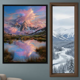 Celestial Peaks Dawn Reflection - NicheCanvas