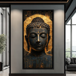 Golden Tranquil Buddha Portrait - NicheCanvas