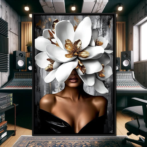 Golden & White Petals Elegance - Cole Williams Canvas Print