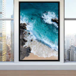 Turquoise Tide on Rock Shore - NicheCanvas