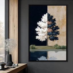 Dual Seasons Reflected Tree - NicheCanvas
