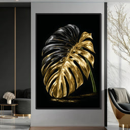 Gilded Leaf Of Dark Night - NicheCanvas