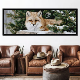 Winter Fox Under Pine Boughs - NicheCanvas