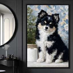 Playful Puppy Bathroom Guard - NicheCanvas