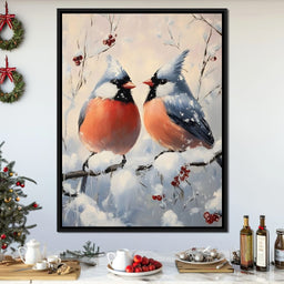 Winter Cardinals Berry Meeting - NicheCanvas