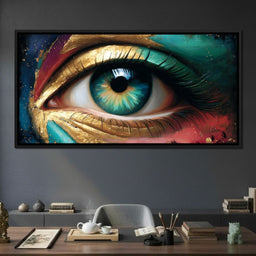 Golden Teal Visionary Eye Portrait - NicheCanvas