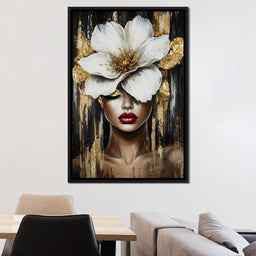 White Petals Golden Dreams - NicheCanvas