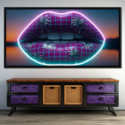 Neon Lips Oasis Reflection - NicheCanvas