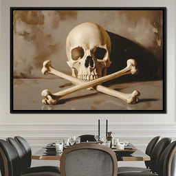 Sepia Skull And Crossbones Still - NicheCanvas