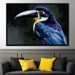 Electric Blue Toucan Portrait - NicheCanvas