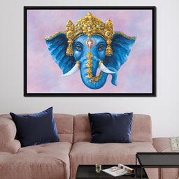 Ornate Blue Elephant Majesty - NicheCanvas