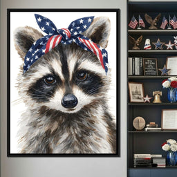 Patriotic Bandana Raccoon - NicheCanvas